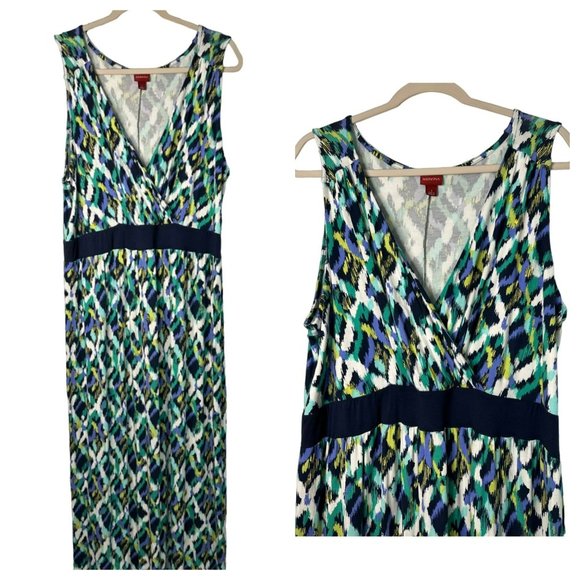 Merona Ladies Long Maxi, Sleeveless, V Neck Multicolored Summer Dress Size 1 - Picture 1 of 7